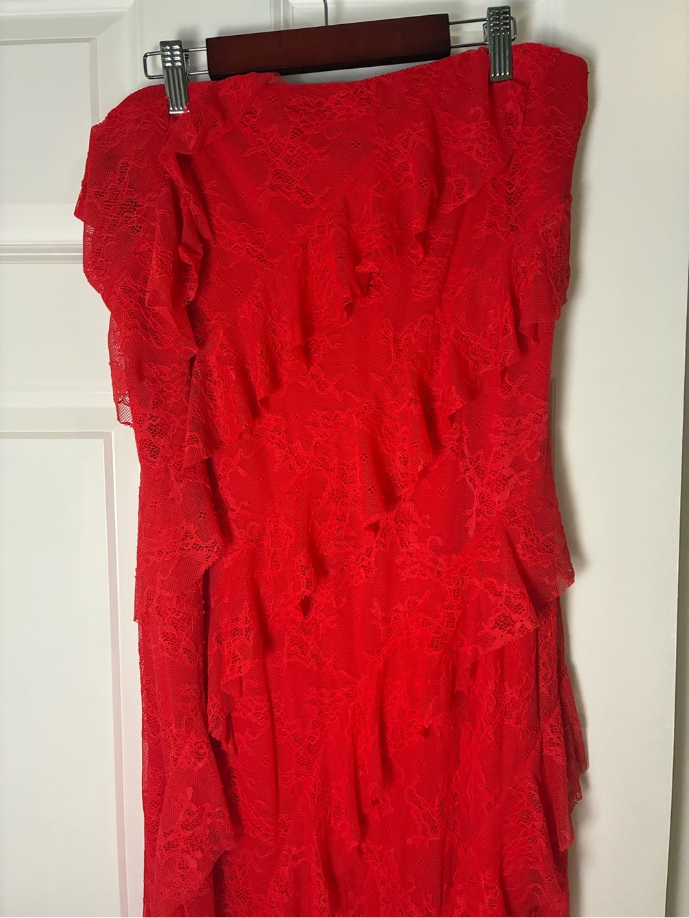 wild fable Red Lace Strapless Ruffle Dress